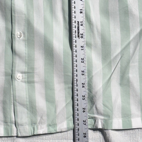 Abercrombie & Fitch Oversized Striped Button Up BF Shirt Women M Green White - Picture 9 of 13